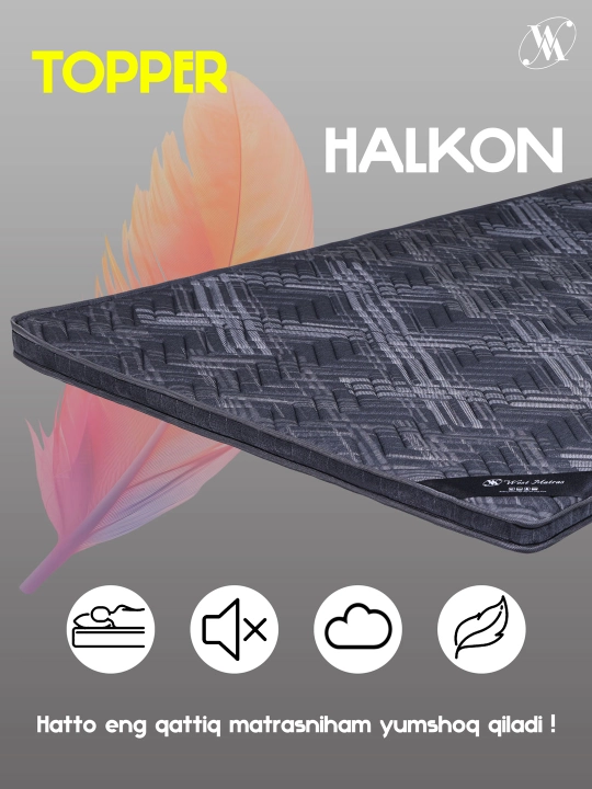 Topper Halkon – ortopedik matras usti Matras uchun qoplama namatrasnik - 