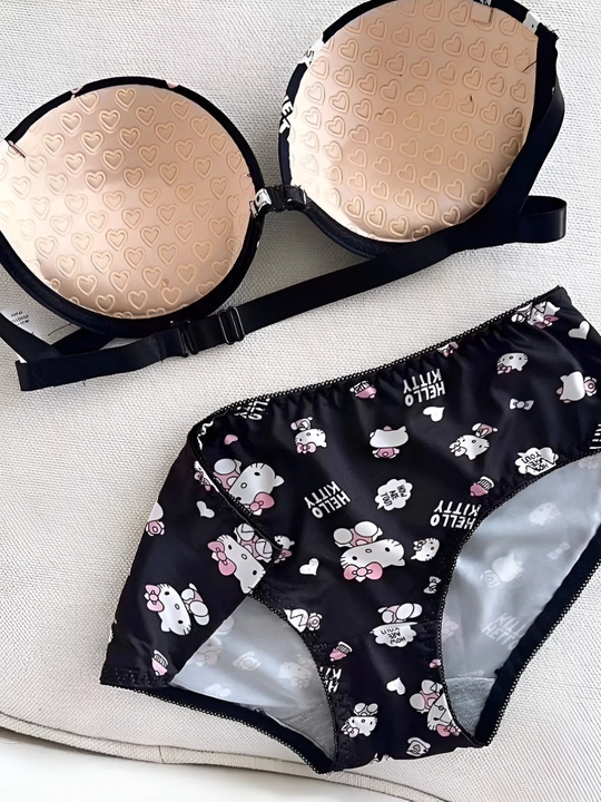 Комплект из бюстгальтера и трусиков Hello Kitty, для женщин и девушек, размеры S, M, L, XL
