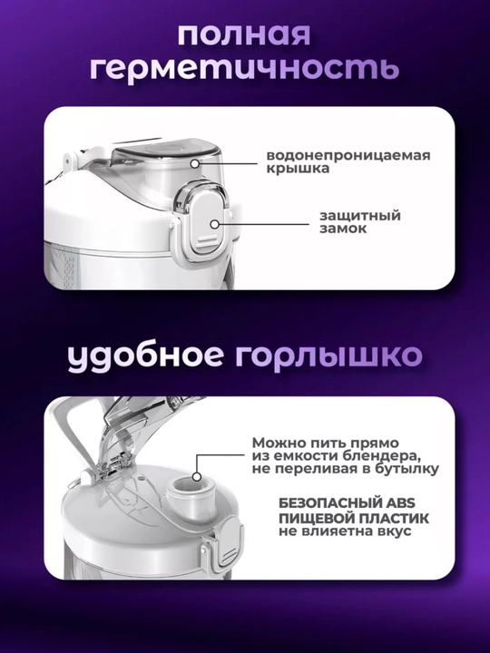 Portativ blender, qo‘l mini-sheykeri, 3 tasi 1 da, smuzi tayyorlash uchun, kuchli, 600 ml