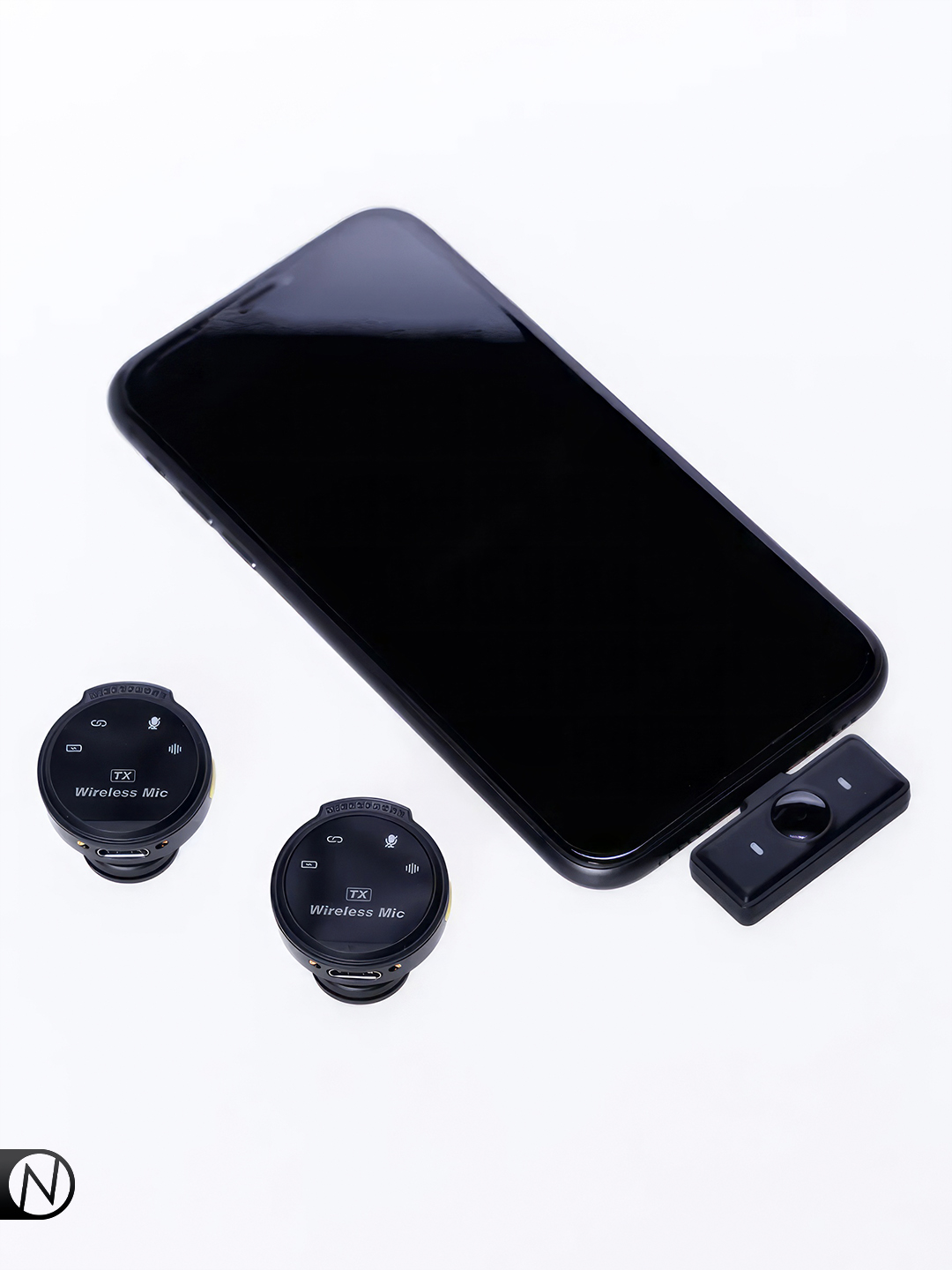 Simsiz petlichkali mikrofon, 2 tasi 1 da, iPhone va Android uchun, Type-C va Lightning
