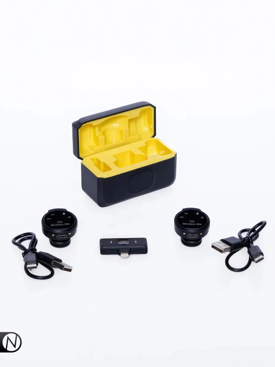 Simsiz petlichkali mikrofon, 2 tasi 1 da, iPhone va Android uchun, Type-C va Lightning