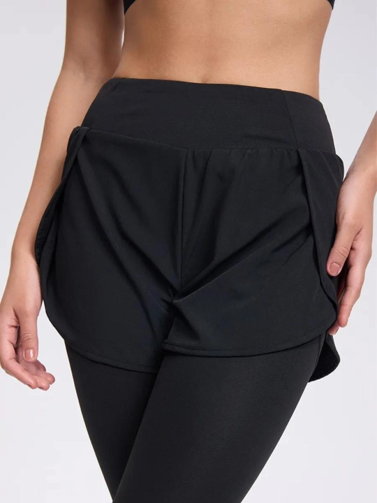 Sport losinlari, sport, fitnes va yoga uchun yashirin cho‘ntakli shortili ayollar legginslari