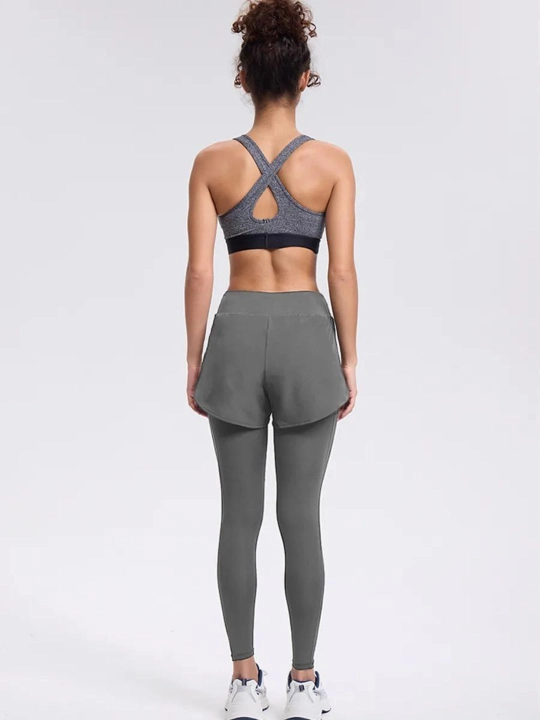 Sport losinlari, sport, fitnes va yoga uchun yashirin cho‘ntakli shortili ayollar legginslari