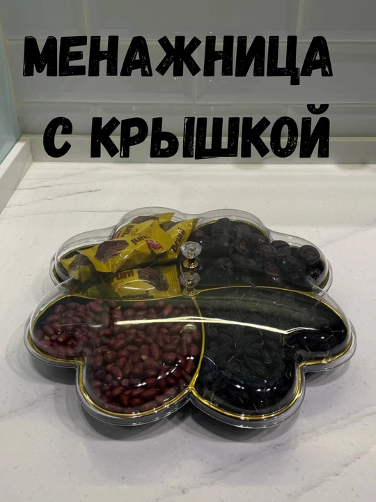 Qopqoqli menager, xurmo va quritilgan mevalar uchun idish, plastik