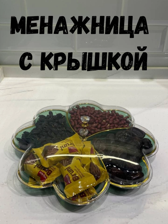 Qopqoqli menager, xurmo va quritilgan mevalar uchun idish, plastik