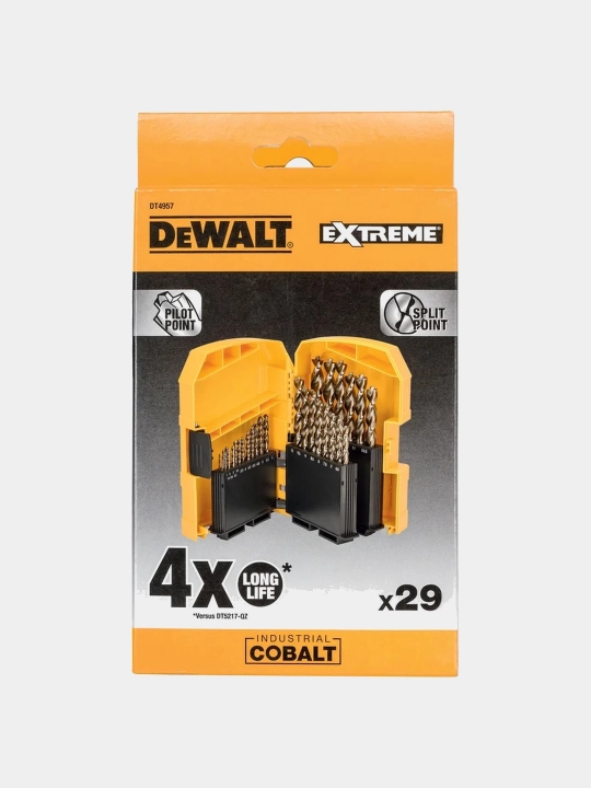 Набор кобальтовых сверл по металлу DeWalt "COBALT INDUSTRIAL" 1-13мм 29 шт DT4957-QZ