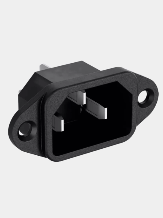Разъем питания компьютерный IEC 320 C14 на корпус, вилка, 3-Pin, 250В, 10А, черный 220 В