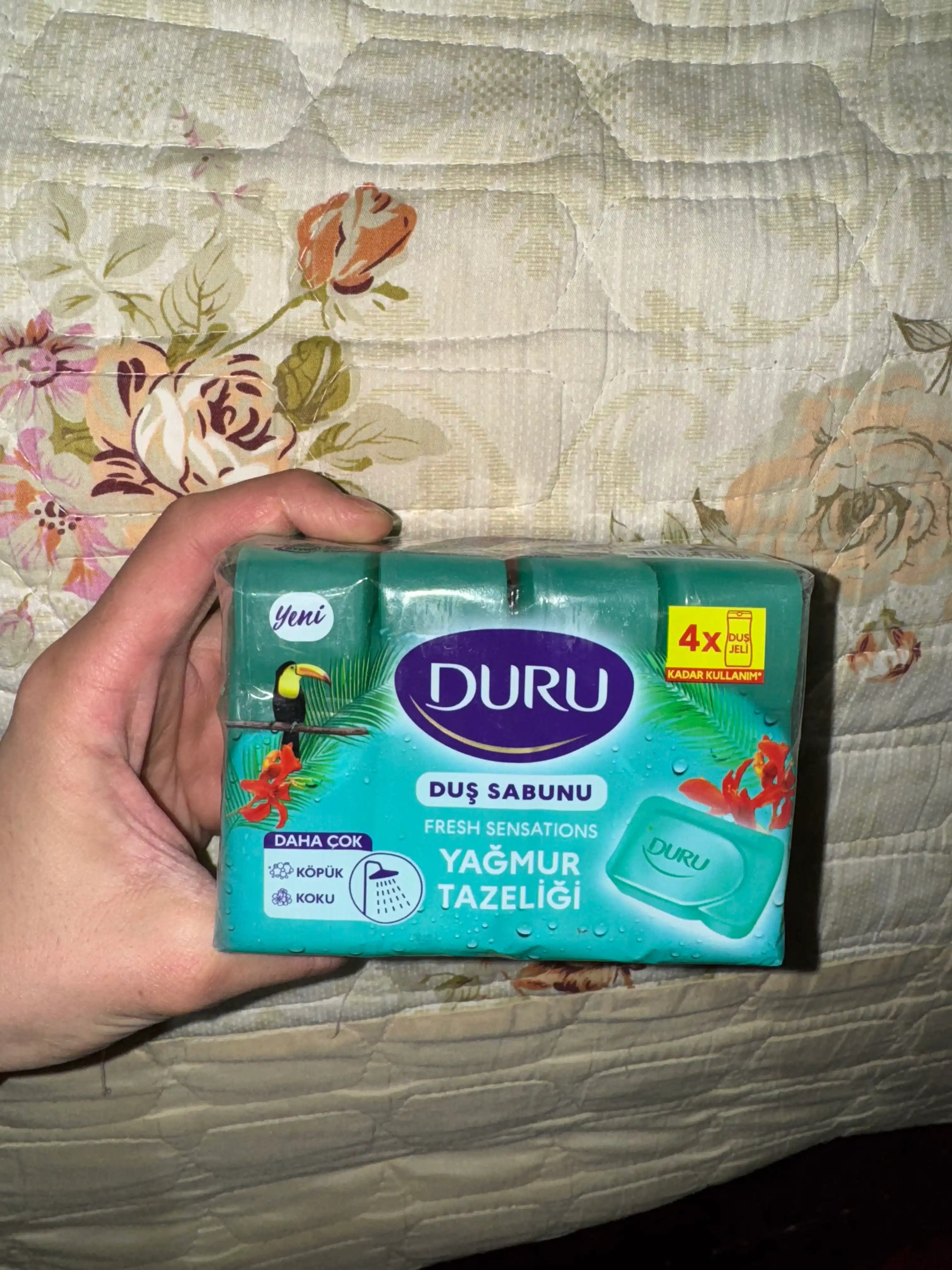 Yuvinish sovuni "Duru", yangi tuyg'u, yag'mur ormani, qadoqda 4 dona
