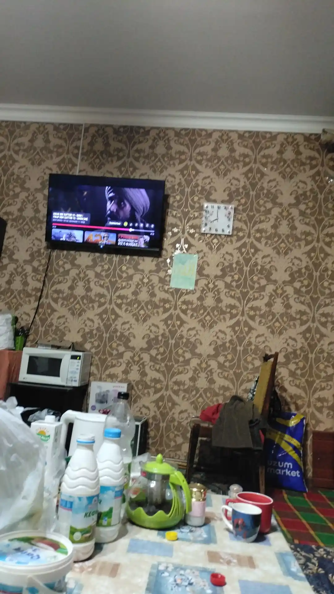 Shovqinsiz Rubin devor soati, shisha, sovg‘a uchun batareya