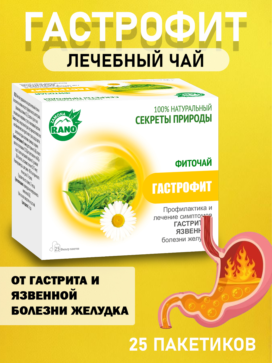 Fitonay Gastrofit 1 g №25 — oshqozon va hazmni yaxshilovchi o‘simlik choyi - 
