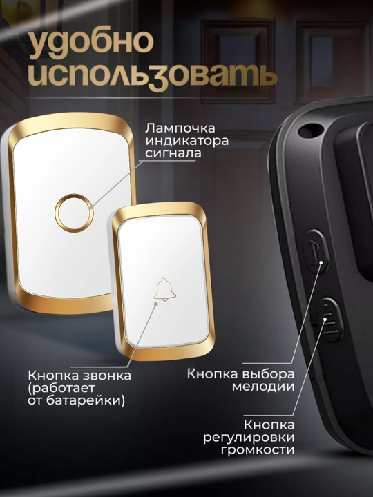 Simsiz eshik jiringlagichi, radio antenna, uy uchun bezak, kabelsiz