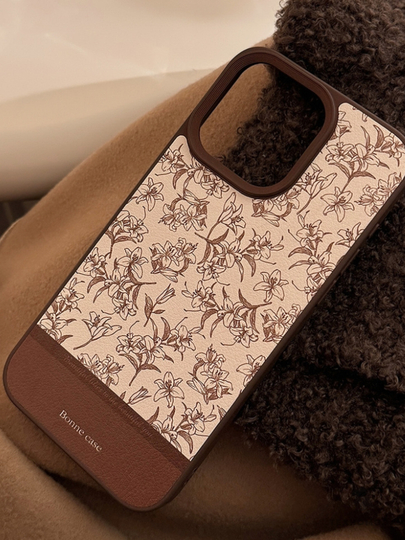Gul naqshli retro dizaynlik chexol, iPhone 11/12/13/14/15/16 Pro/Max uchun