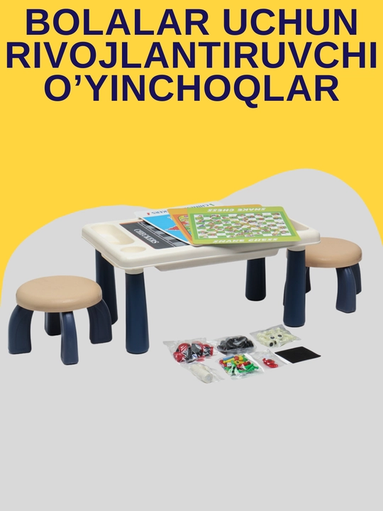Ko‘p funksiyali 9 ta 1 da stol o‘yinlari to‘plami - shaxmat, shashka, nard va boshqalar
