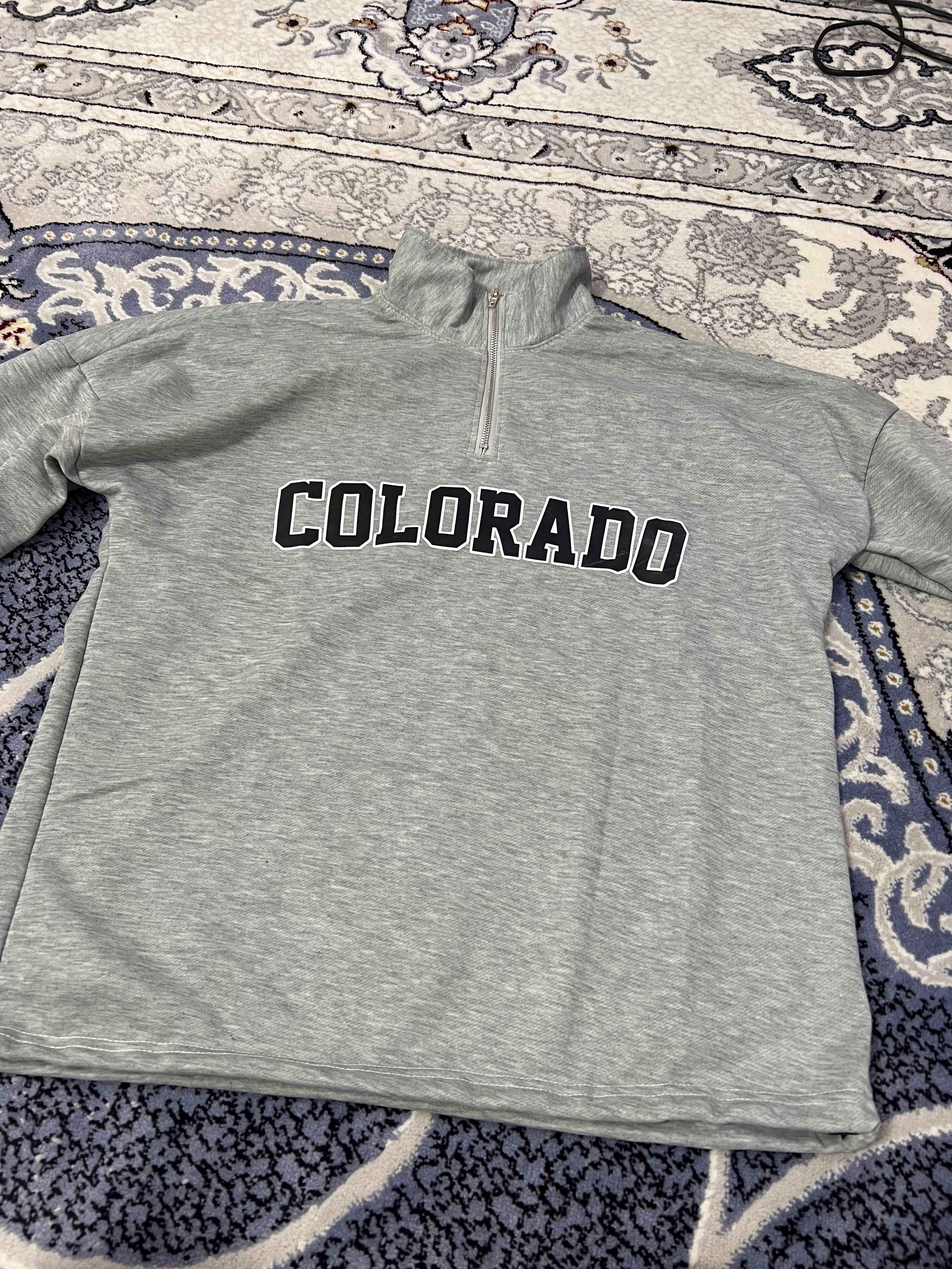 Свитшот худи полузамок мужской, оверсайз, с надписью "COLORADO"