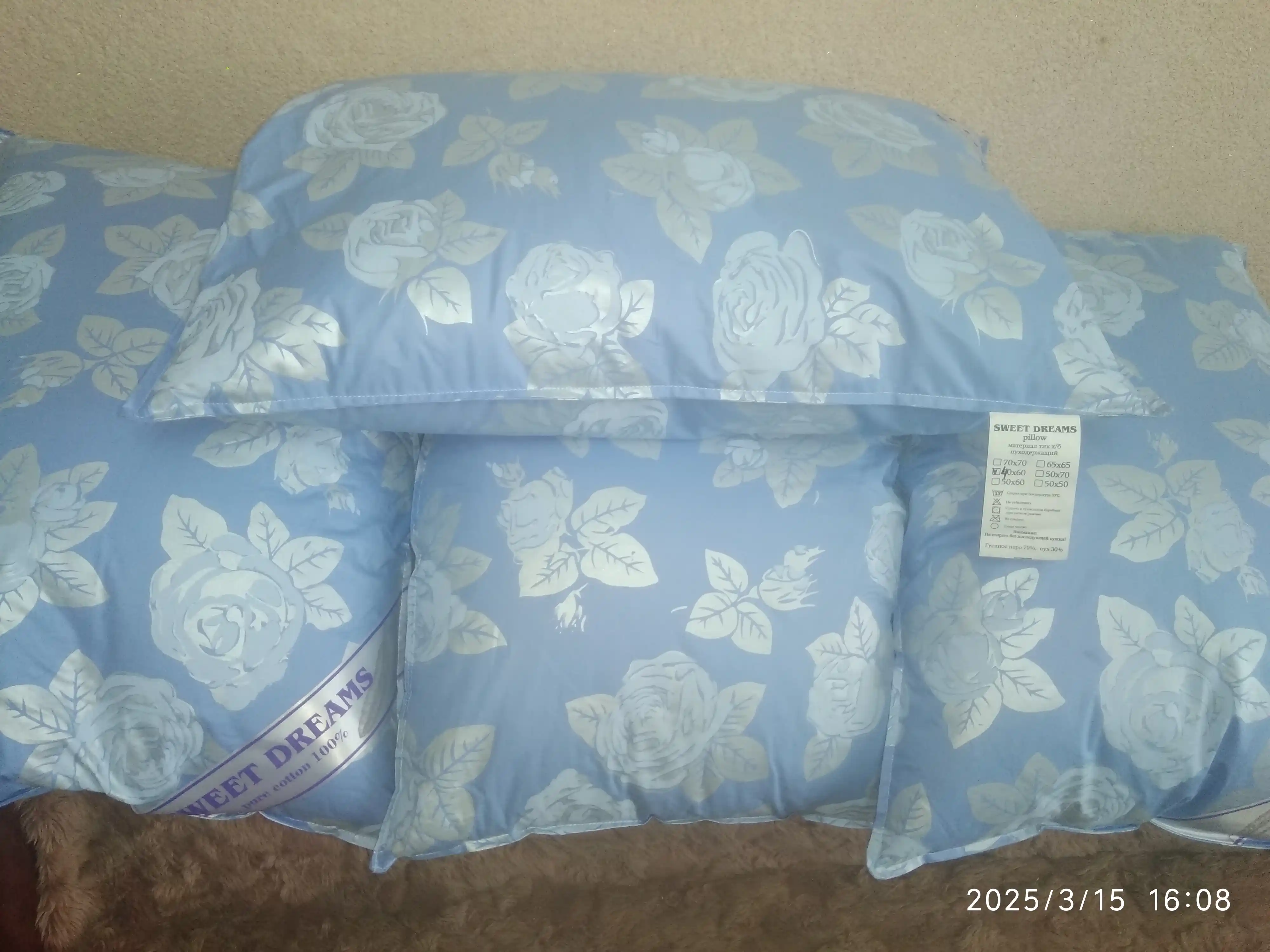 Hidsiz pat yostiq, yumshoq, nafas oluvchi, gipoallergen, 100% paxta, uyqu uchun