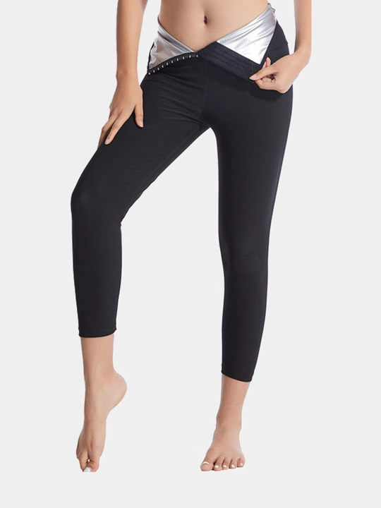 Sauna effektli, vazn yo'qotish uchun leggings shimlari, sport, yog' yoqadigan
