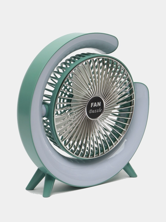 Mini ventilyator, batareya va USB zaryadlash va RGB taglik bilan ish stoli fanati fan