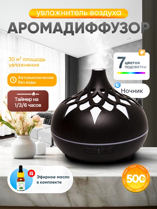 Увлажнитель воздуха, ночник для дома и офиса, с подсветкой, освежитель в подарок - 