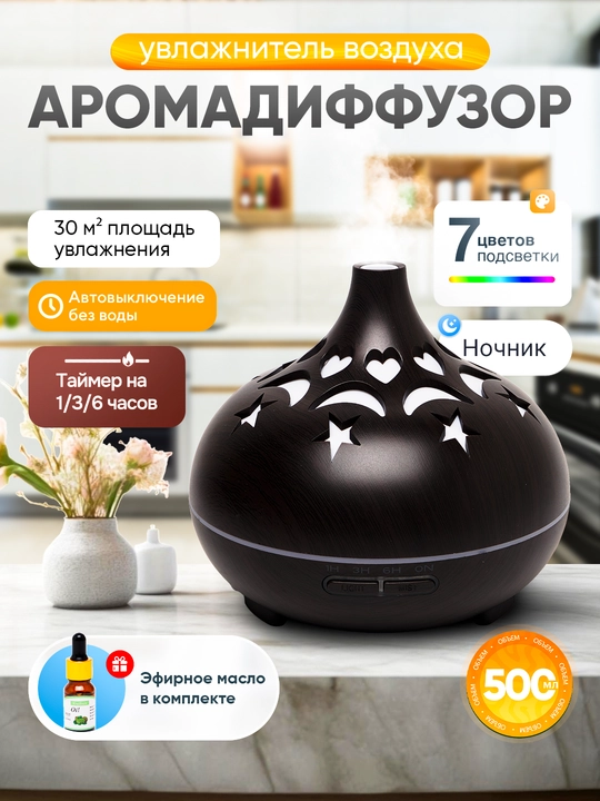 Увлажнитель воздуха, ночник для дома и офиса, с подсветкой, освежитель в подарок - 