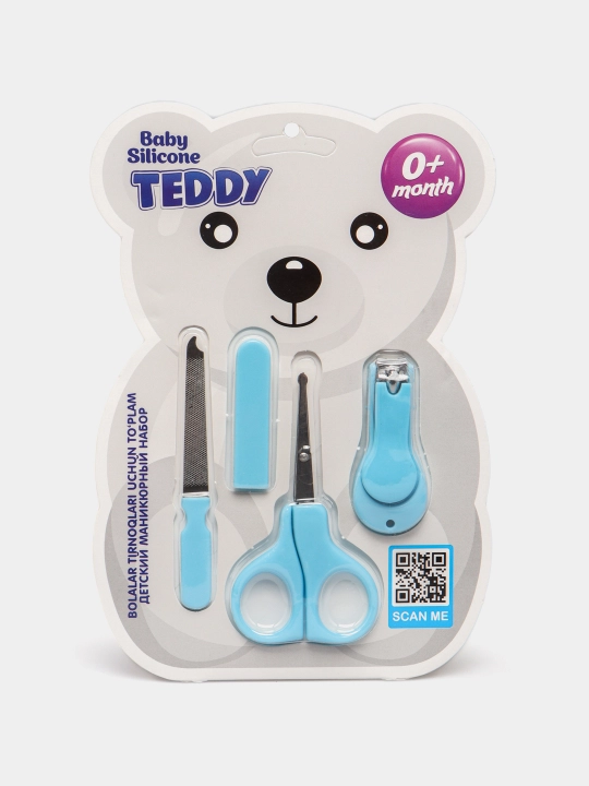 Детский маникюрный набор Baby Silicone TEDDY, ножницы, кусачки, пилочка