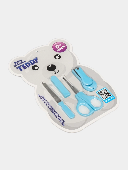Детский маникюрный набор Baby Silicone TEDDY, ножницы, кусачки, пилочка