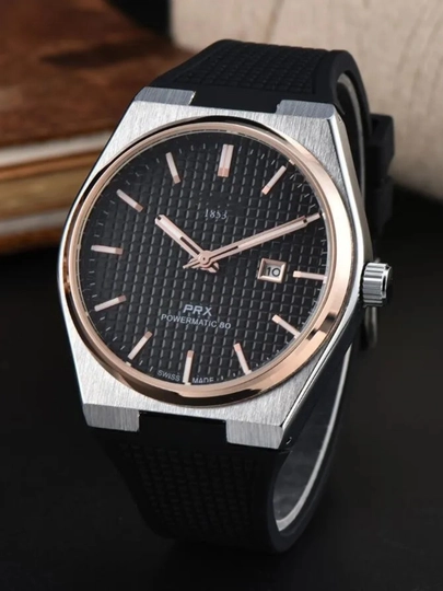 Мужские наручные часы TISSOT PRX, корпус с сапфировым стеклом, в подарочной коробке — NEWATCH-TSAPFIR-ЗОЛХАКИ