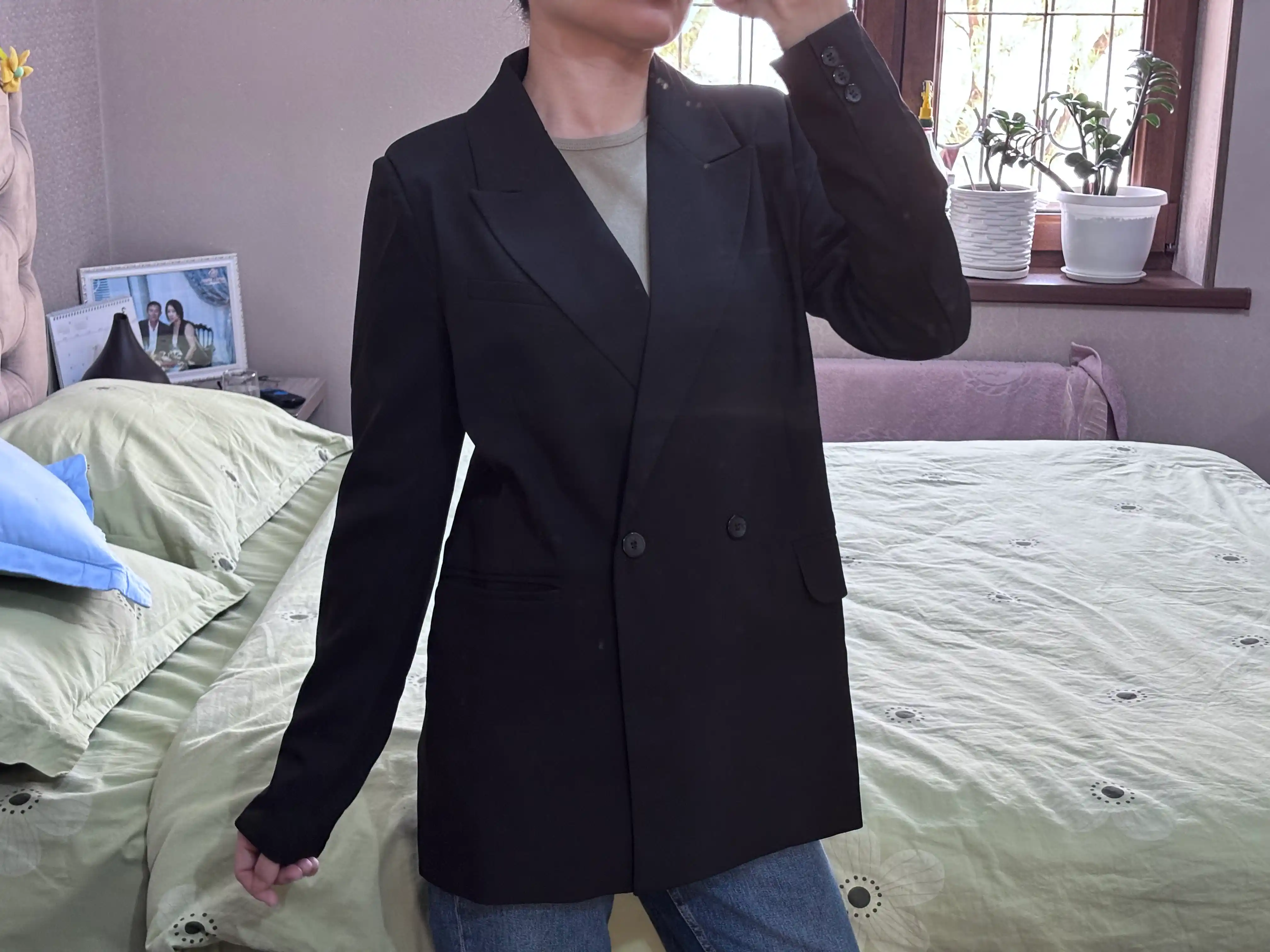 Ayollar ko'ylagi, klassik, uzun, ikki ko'krak pidjak jaket