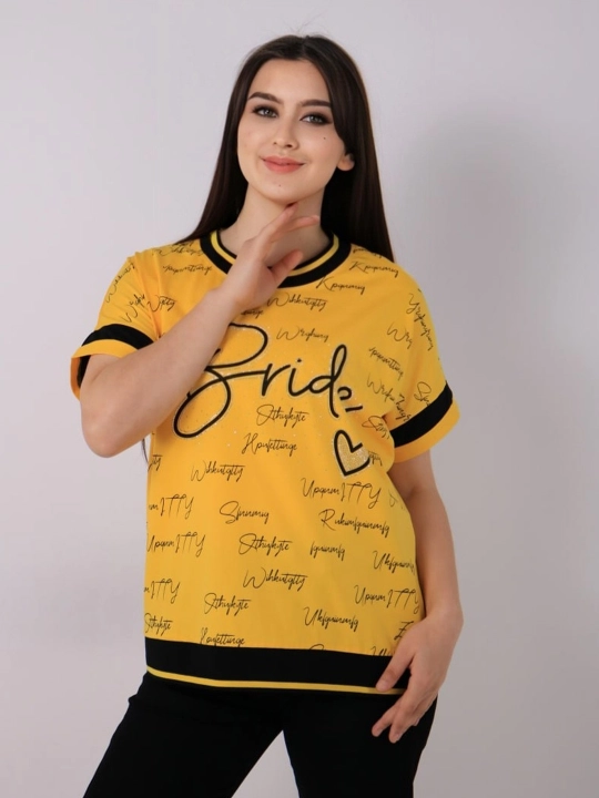 Ayollar futbolkasi Bride, paxta, universal o‘lcham, zamonaviy va qulay