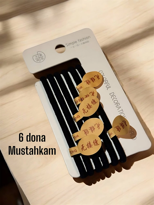 6 dona ayollar soch rezinkasi mustahkam qora minimalizm - 