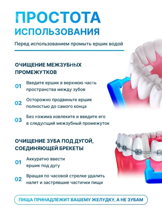 To'plamli tish cho'tkasi, ortodontik, interdental cho'tka
