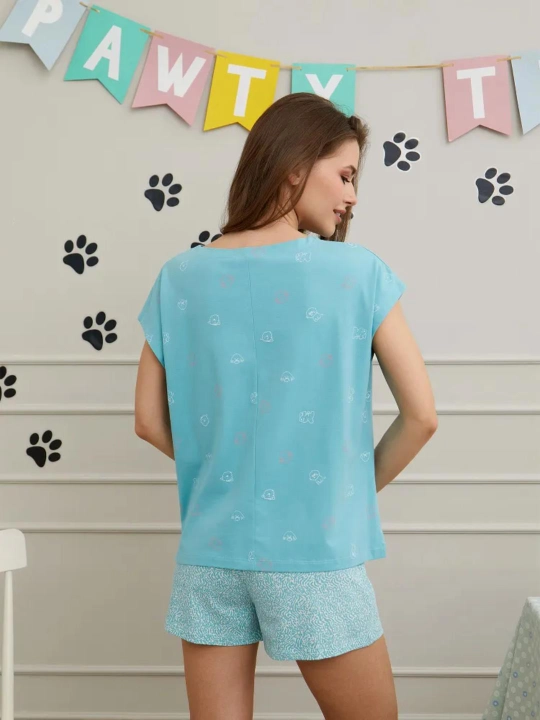 Ayollar uchun pijama shortik, futbolka, paxta NEO