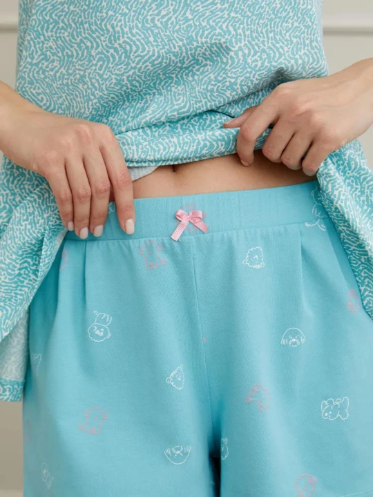 Ayollar uchun pijama shortik, futbolka, paxta NEO