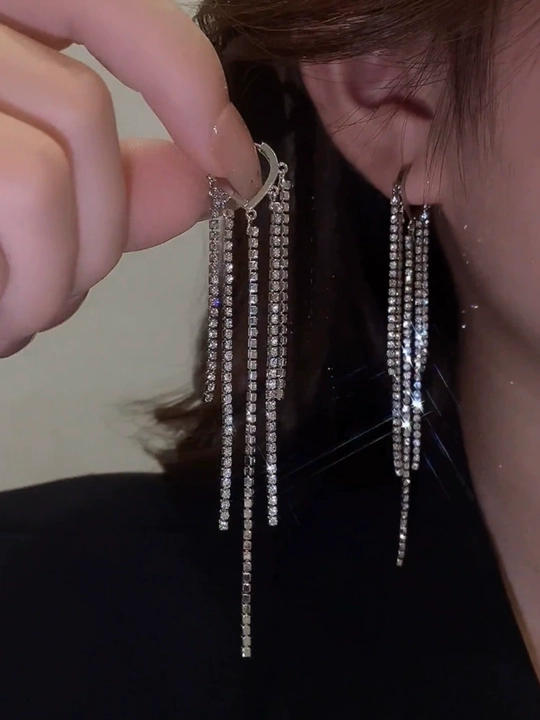 Серьги женские, длинные, цепочки, хрустальные