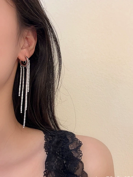 Серьги женские, длинные, цепочки, хрустальные