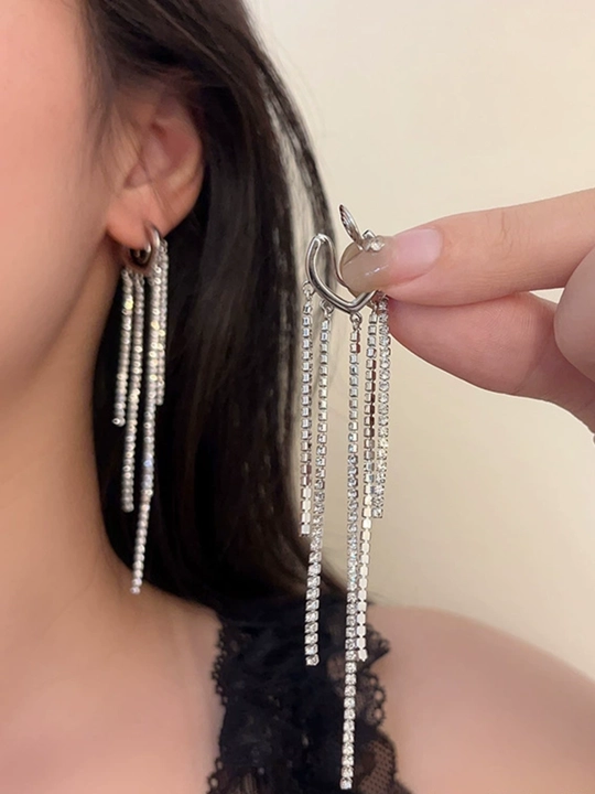 Серьги женские, длинные, цепочки, хрустальные