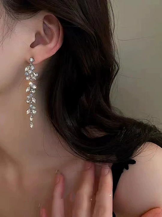 Серьги женские, длинные, цепочки, хрустальные