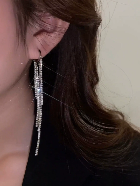 Серьги женские, длинные, цепочки, хрустальные