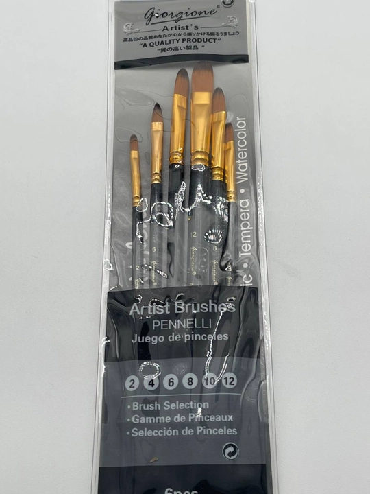 6 ta akril akvarel cho‘tkalar to‘plami,fan,blend,№ 2,4,6,8,10,12 aralashtirish uchun kist - 