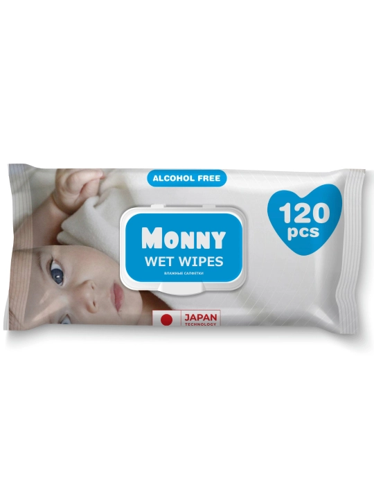 MONNY bolalar uchun nam salfetkalar, 120 dona - 