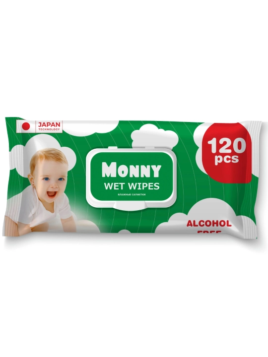 MONNY bolalar uchun nam salfetkalar, 120 dona - 