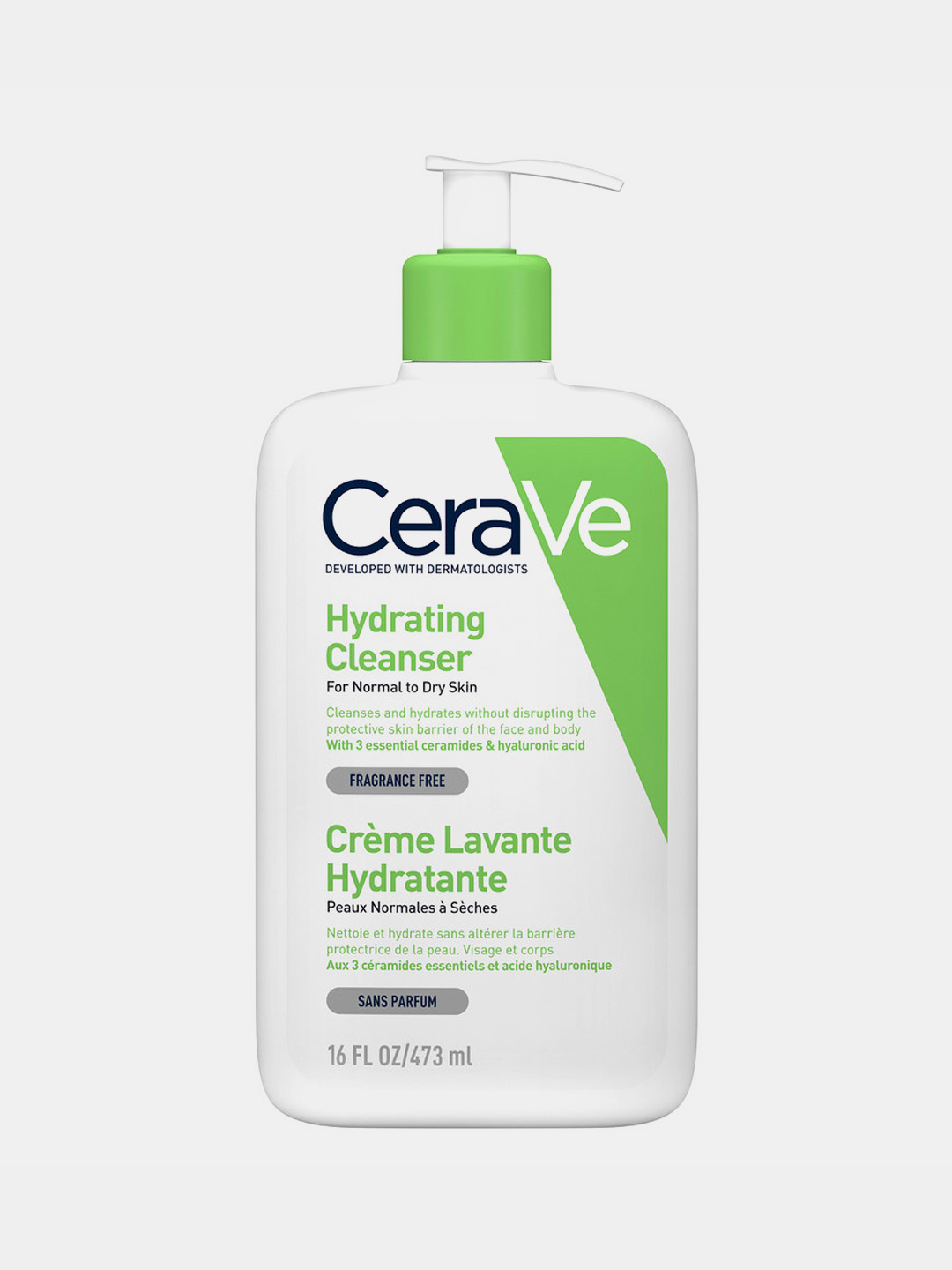 CeraVe Normal va quruq yuz va badan terisi uchun namlantiruvchi tozalovchi krem-gel, 473 g