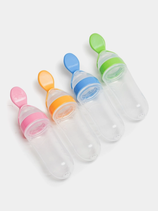 Chaqaloqlarni qulay, oson ovqatirish uchun qoshiqchalik , xavfsiz, silikon 90 ml