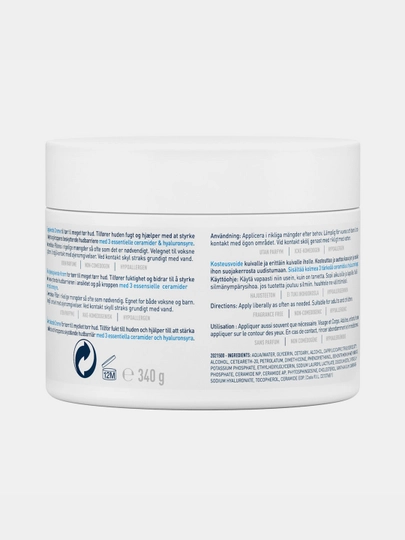 CeraVe Quruq va juda quruq yuz va badan terisi uchun namlantiruvchi krem, 340 g