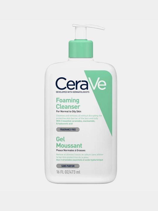 CeraVe Yuz va badanning normal va yog‘li terisi uchun tozalovchi gel, 473 ml