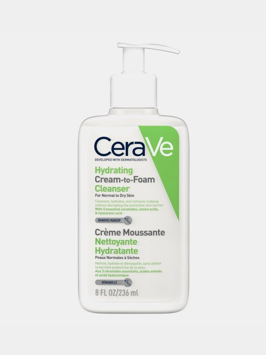 CeraVe Yuvinish uchun namlantiruvchi krem-ko‘pik, 236 ml