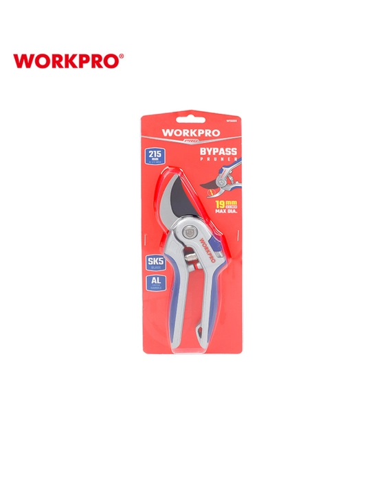 Секатор садовый WORKPRO, стальные лезвия, эргономичные ручки, для веток и кустарников