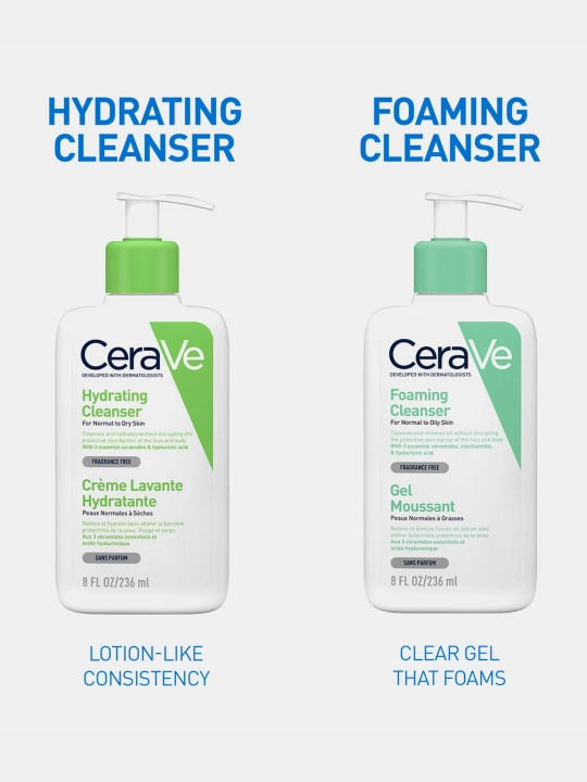 CeraVe Normal va quruq yuz va badan terisi uchun namlantiruvchi tozalovchi krem-gel, 236 g
