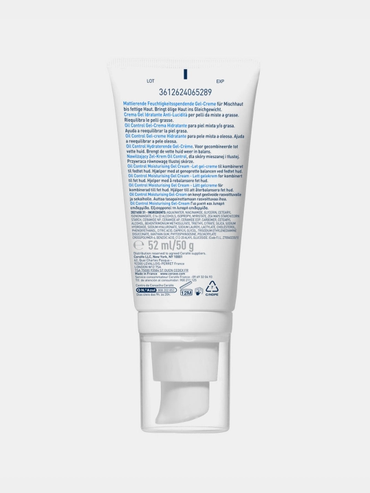 Yog‘li va aralash yuz terisi uchun namlantiruvchi CERAVE gel-kremi, 52 ml