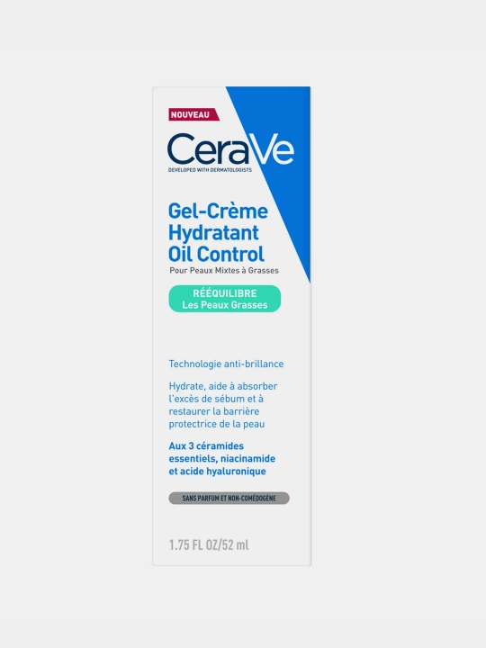 Yog‘li va aralash yuz terisi uchun namlantiruvchi CERAVE gel-kremi, 52 ml