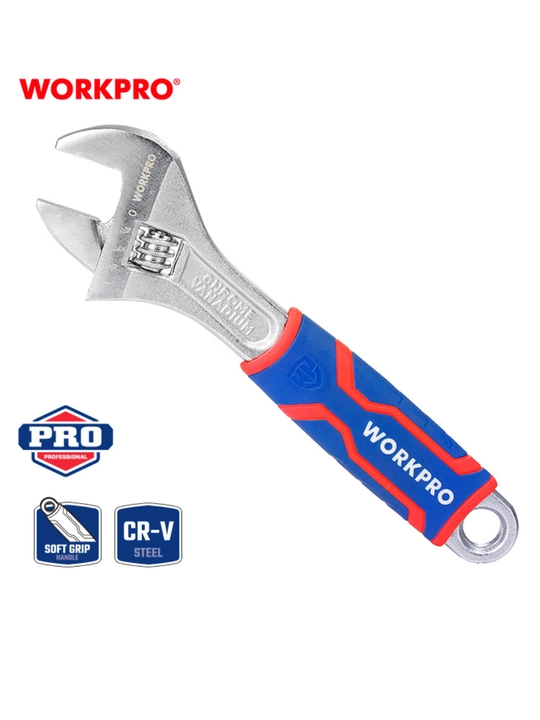 WORKPRO 150 mm o‘zgaruvchan kalit, xrom-vanadiy po‘lat, dyuym o‘lchovi, ergonomik tutqich